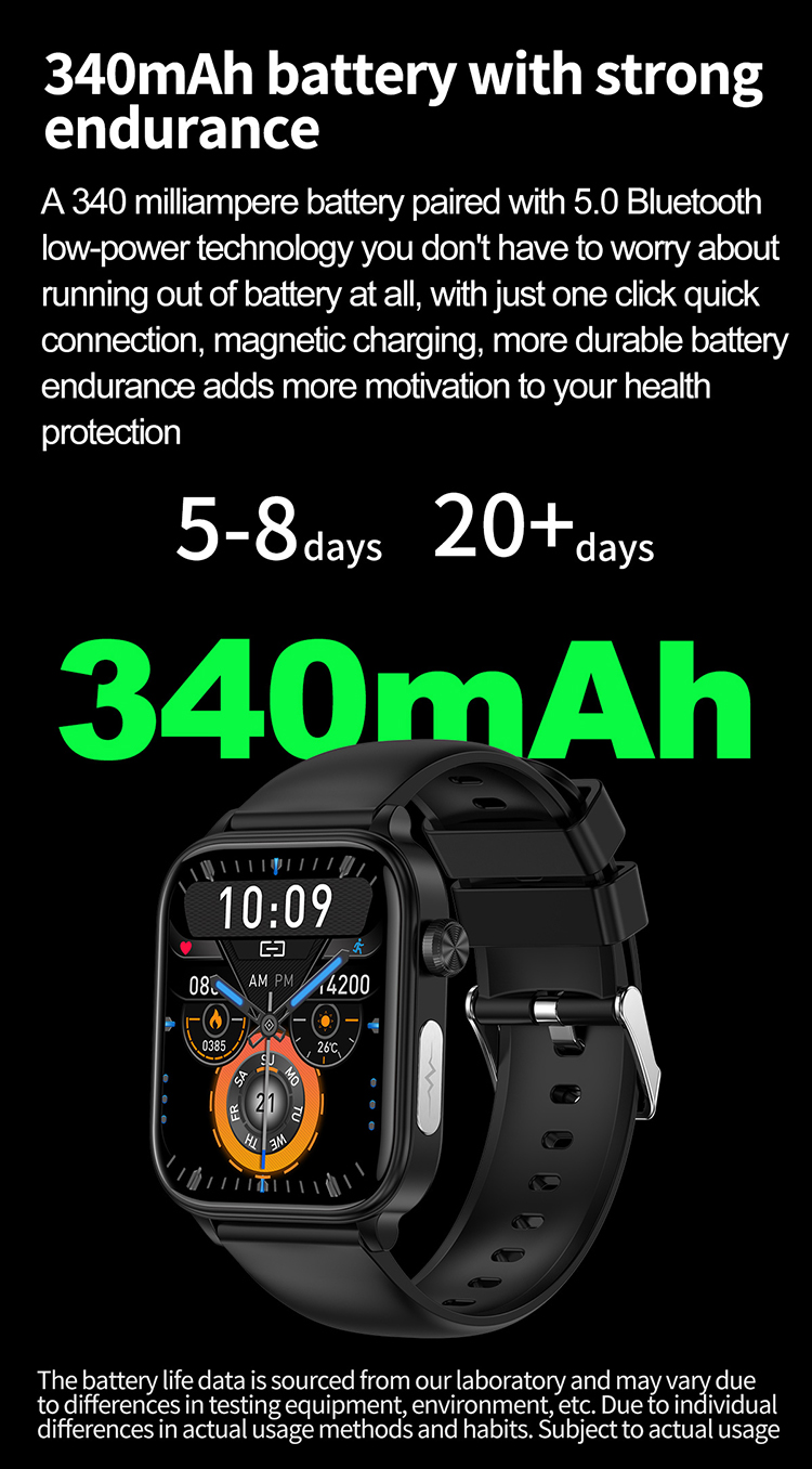 Health Smart Watches ET570 ECG Heart Rate Blood Pressure Body Temperature AI Health Monitoring IP68 Waterproof Sport Smartwatch