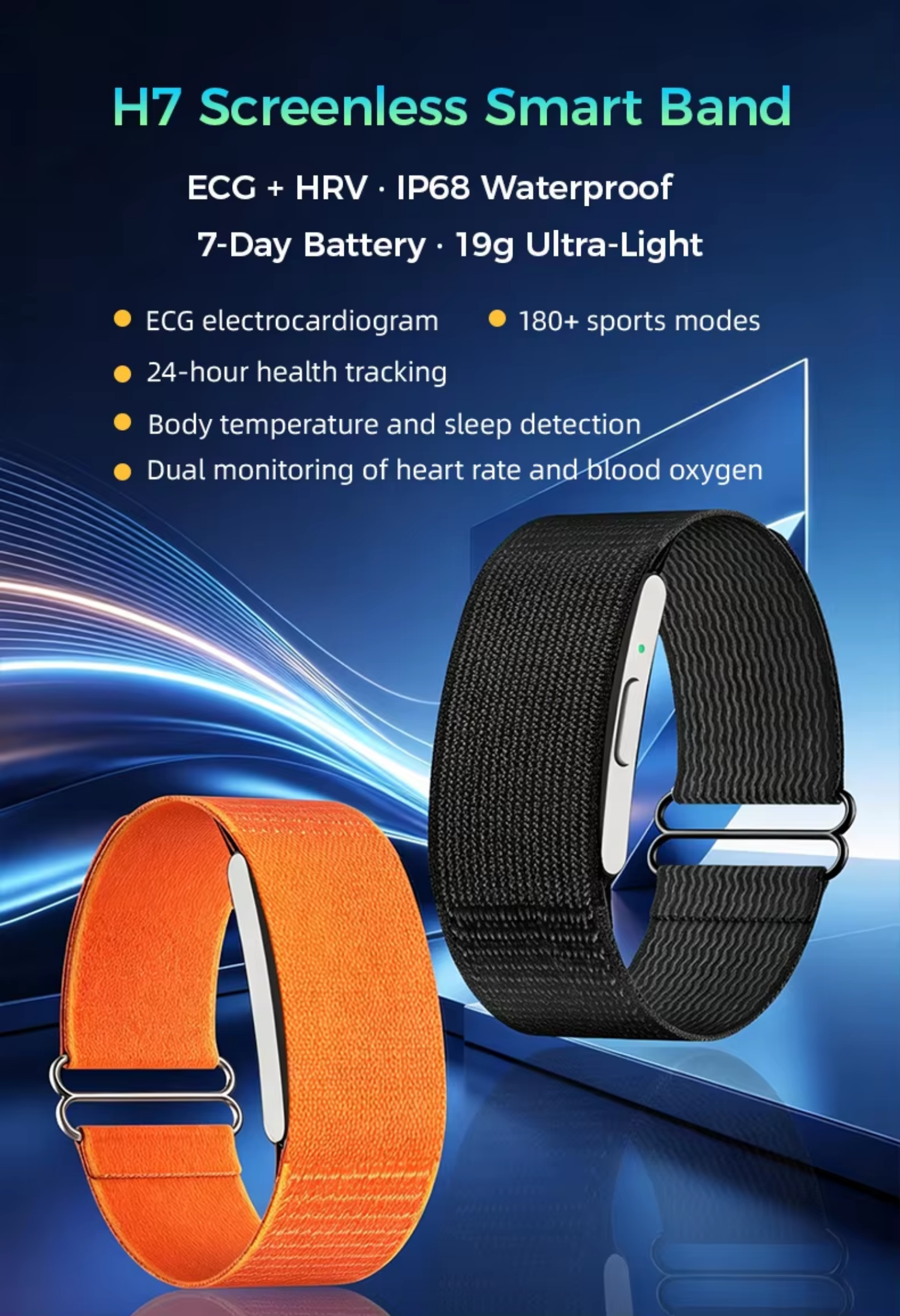 Screenless Smart Bracelets ECG HRV Monitor Fitness Band tracker Without Screen