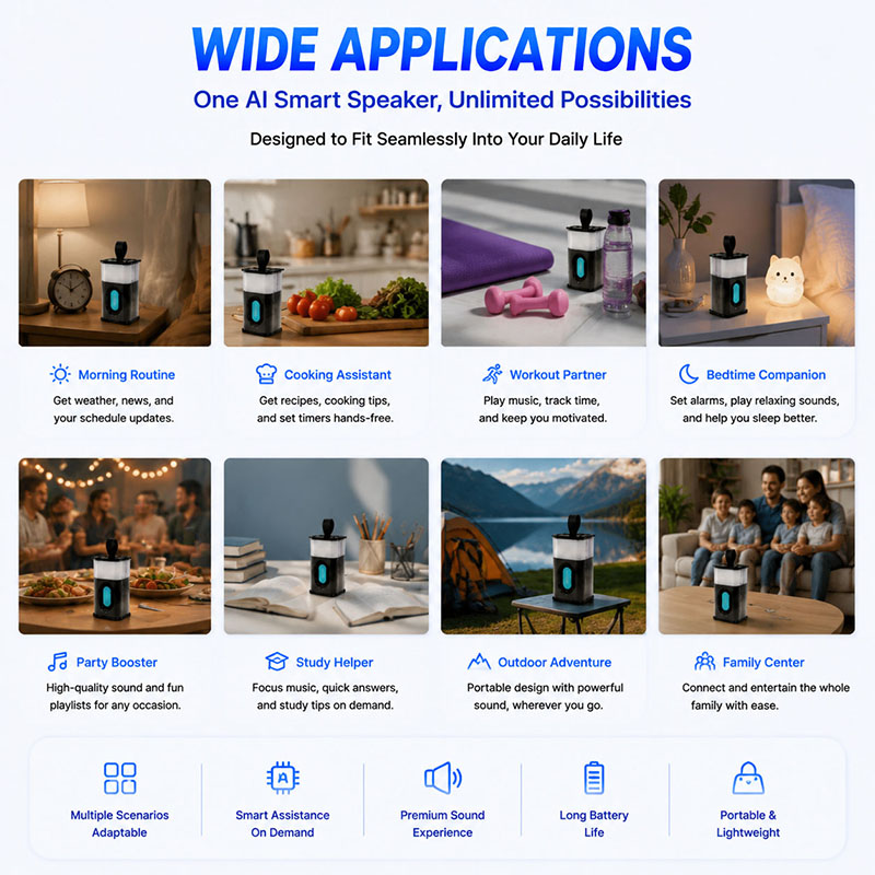 AISK ChatGPT AI Smart Speaker With Intelligent Voice Assistant Wireless BLE Audio Speaker for Home Entertainment System