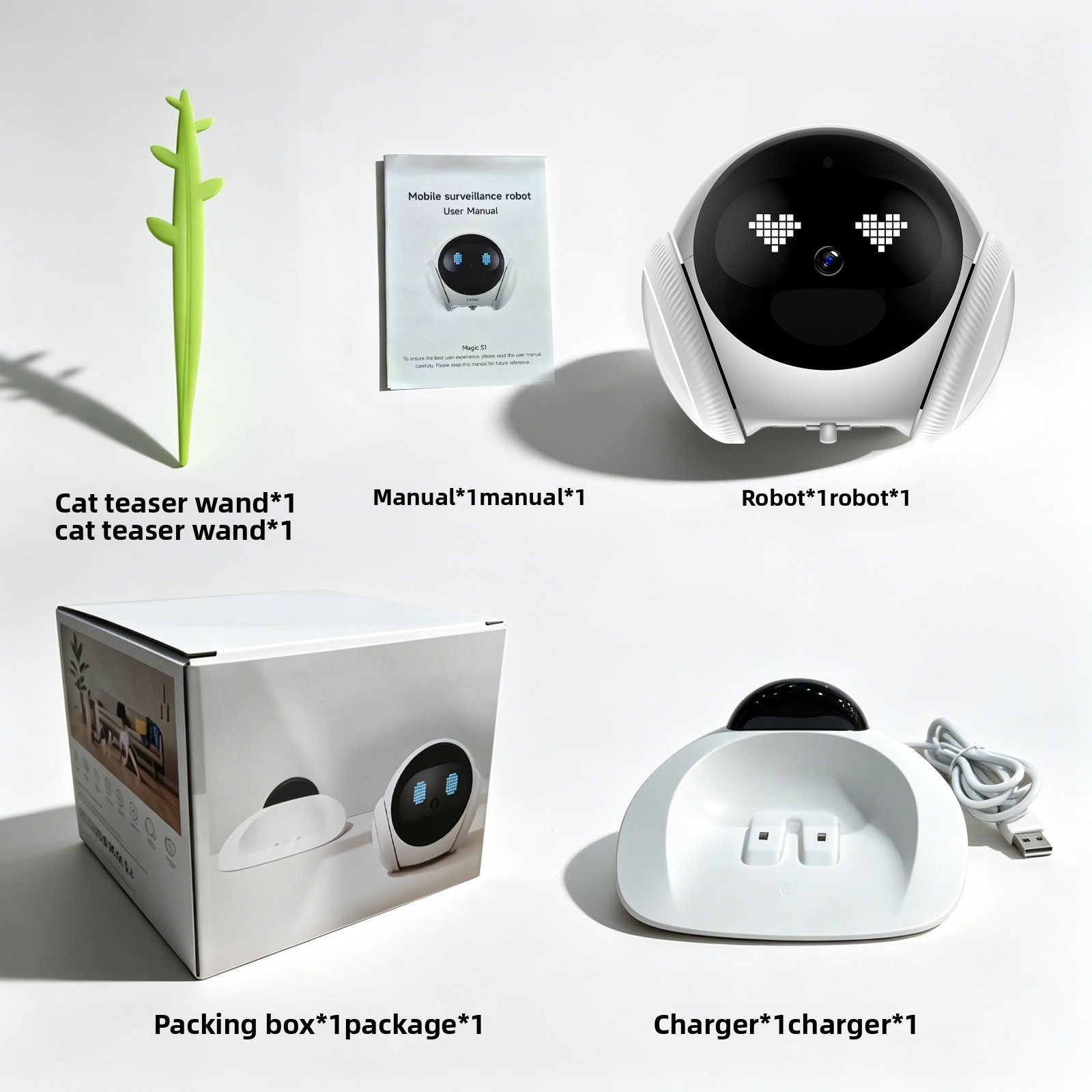 AI-powered Pet Companion Robot with Mobile App Control for cat Entertainment 4G HD Whole-home Security Camera Indoor Use