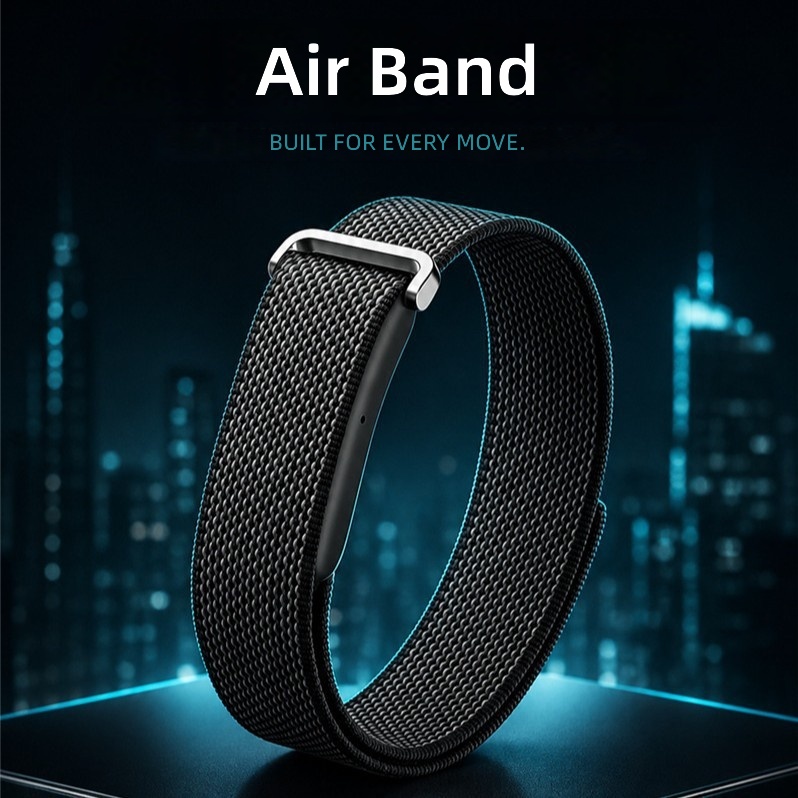 Air Band Aluminum Alloy Sporty Screenless Bracelet Smart Fitness Tracker Pedometer Heart Rate Blood Oxygen Monitoring Smart