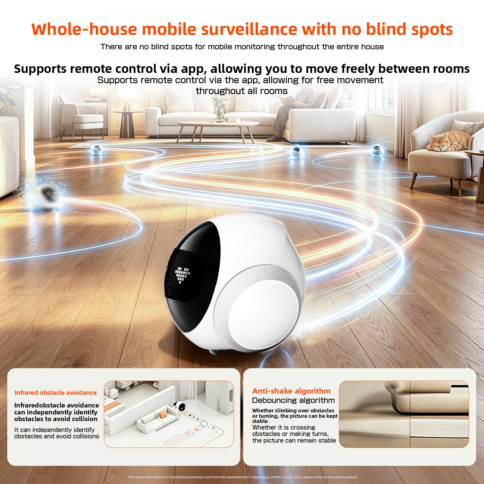 AI-powered Pet Companion Robot with Mobile App Control for cat Entertainment 4G HD Whole-home Security Camera Indoor Use