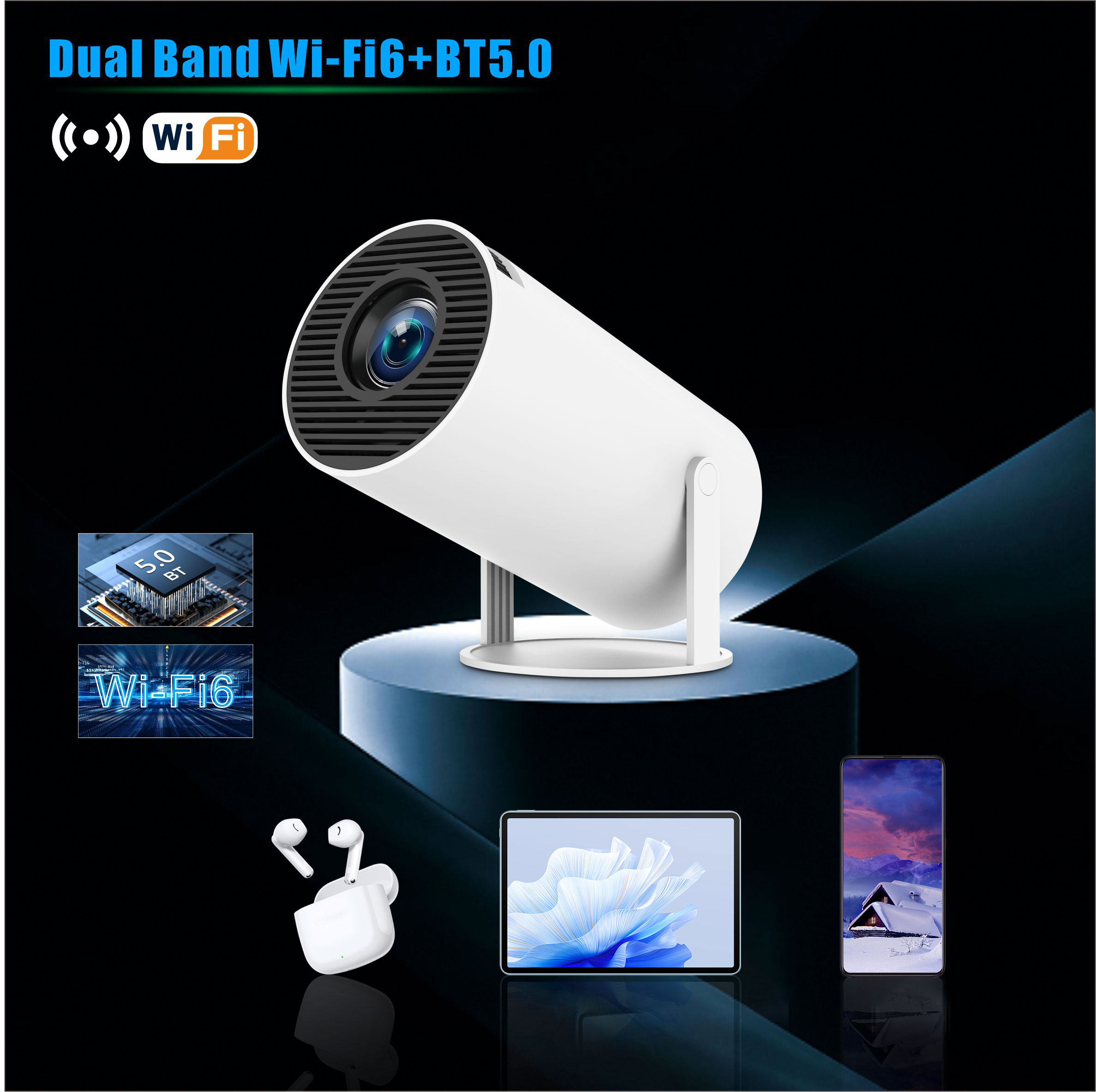 Everycom HY300 Pro Mini Portable LCD Projector Android 11 720P Smart LED Home Theater hd Led Projetor 4K Mini Portable Projector