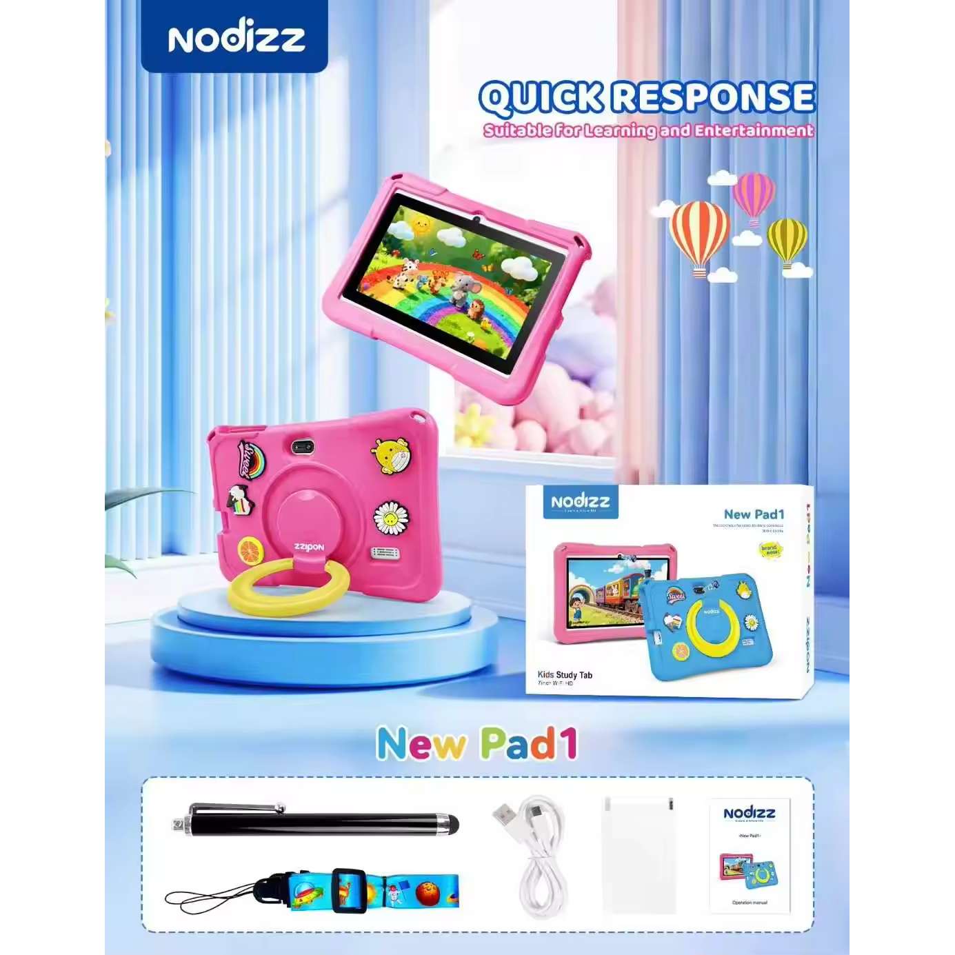 New 7 Inch Kids Tablet Android 14 4GB RAM MTK Dual Core Wi-Fi Rugged Educational NFC Pad for Children