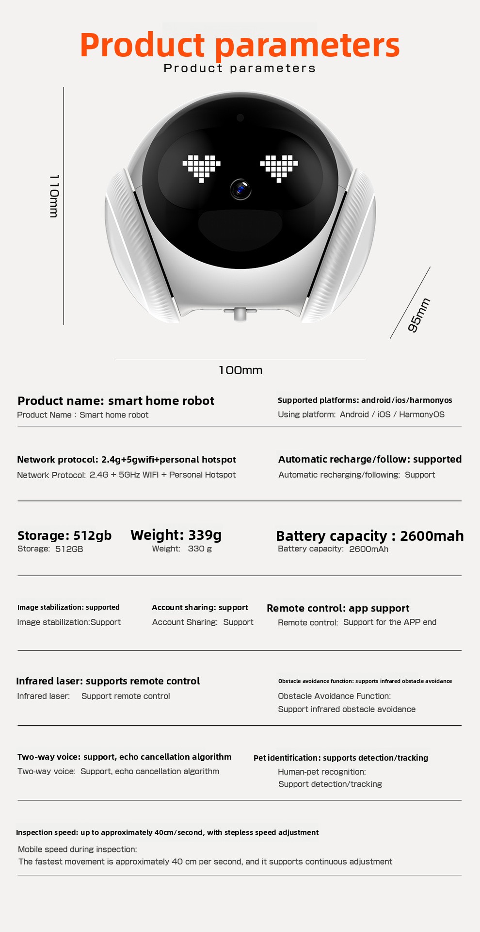 AI-powered Pet Companion Robot Feature Detail