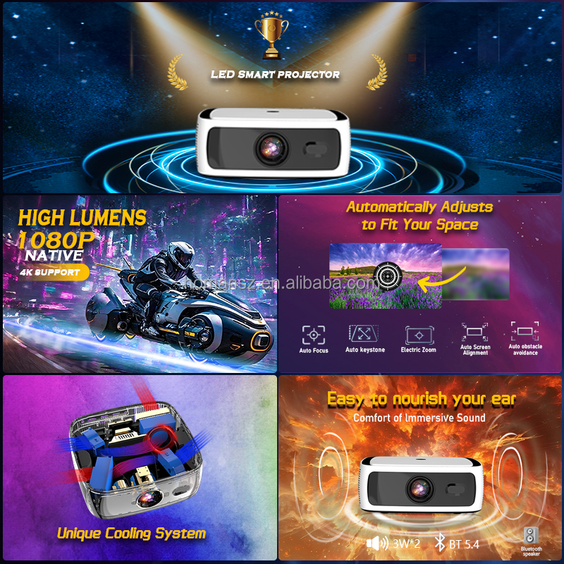OEM ODM Portable Mini LED Video Android Home Theater Projector 4K LCD 1080P Full HD Auto Focus Smart Pocket Projector