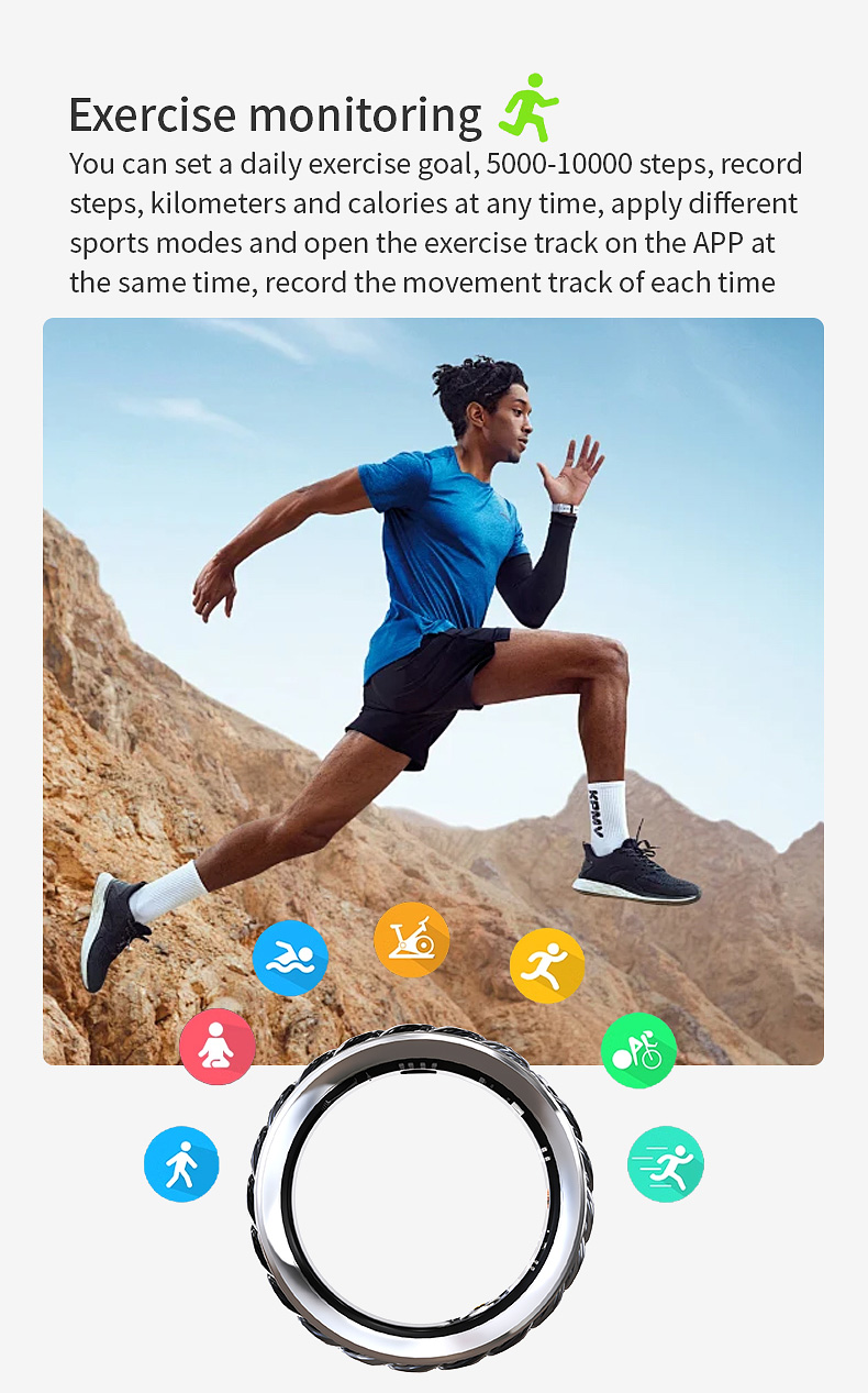 Smart Ring Diamond Design IP68 Waterproof Stainless Steel Health Tracker Heart Rate SpO2 Sleep Monitor Model X15 Sports Tracking