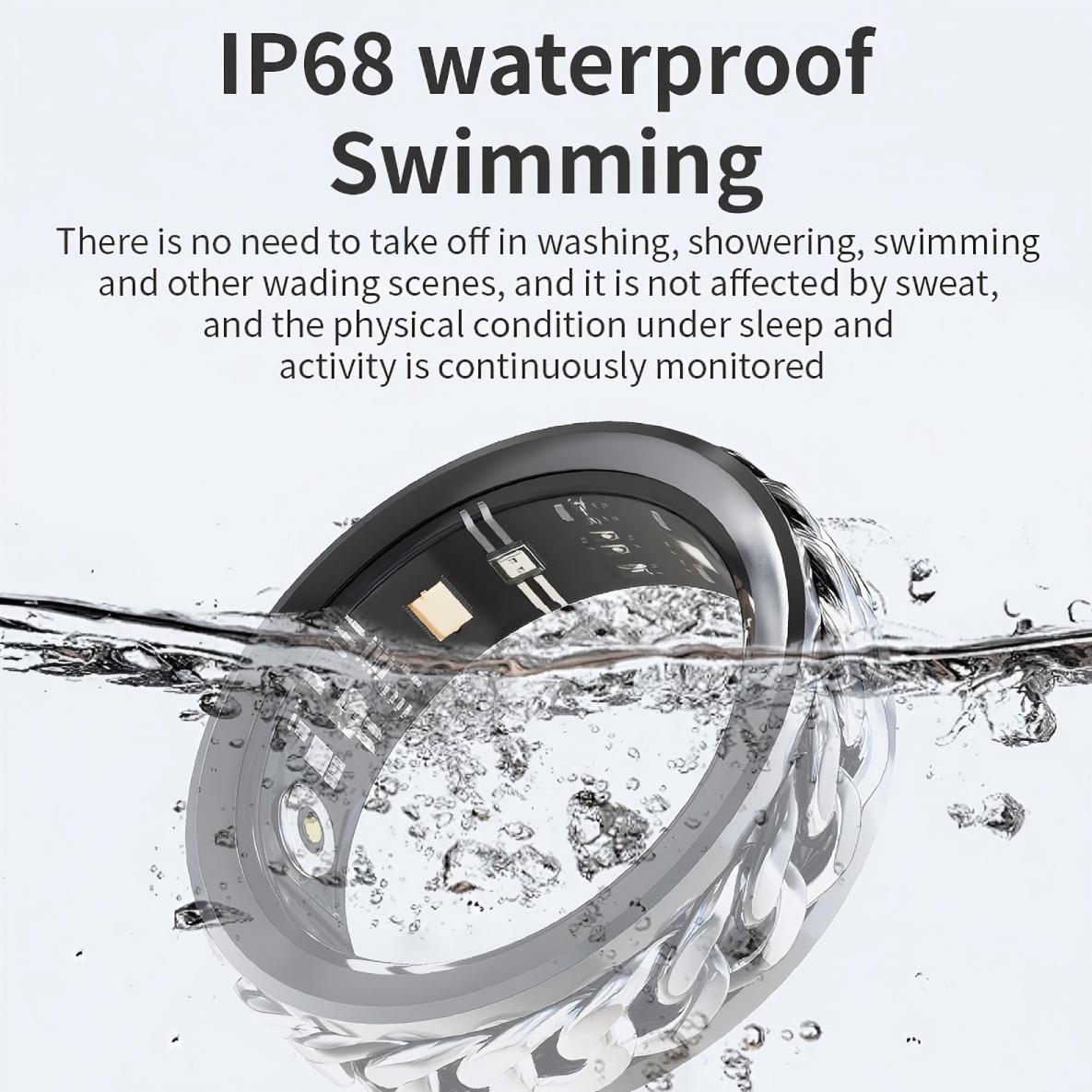 Smart Ring Diamond Design IP68 Waterproof Stainless Steel Health Tracker Heart Rate SpO2 Sleep Monitor Model X15 Sports Tracking