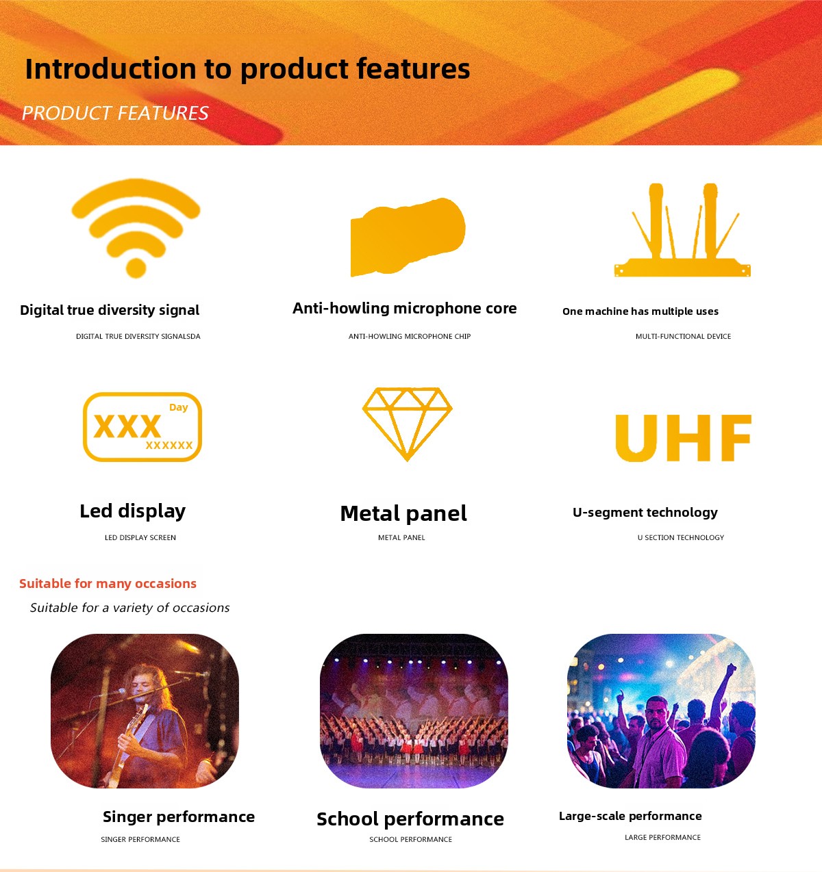 Factory Bulk Supply Hot Selling Profession Customization Supported Handheld Wireless Karaoke Microphone