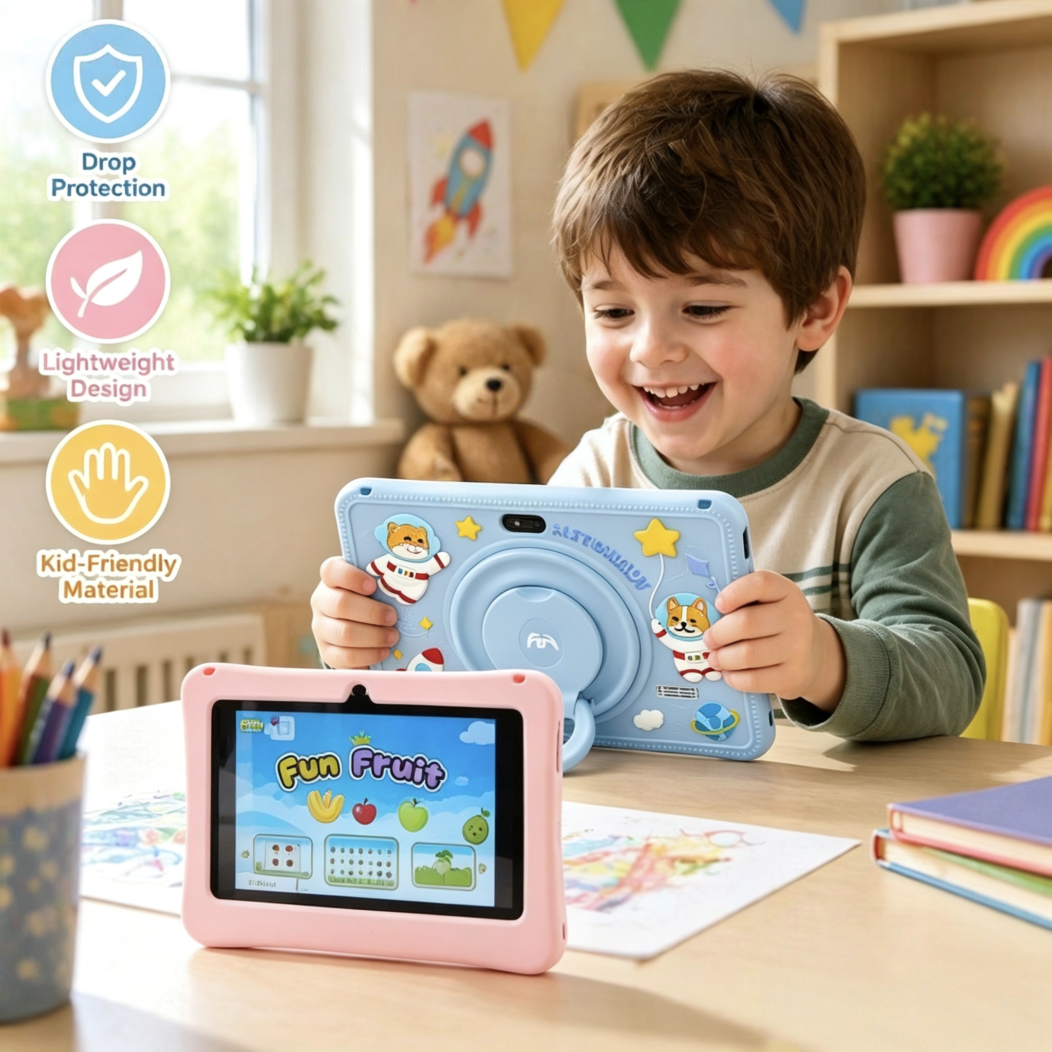 Super Cheap High Quality 7Inch Kids Tablet 12+256GB Android13 Qualcomm8916 Quad-Core Capacitive Screen WiFi Learning Games Photo