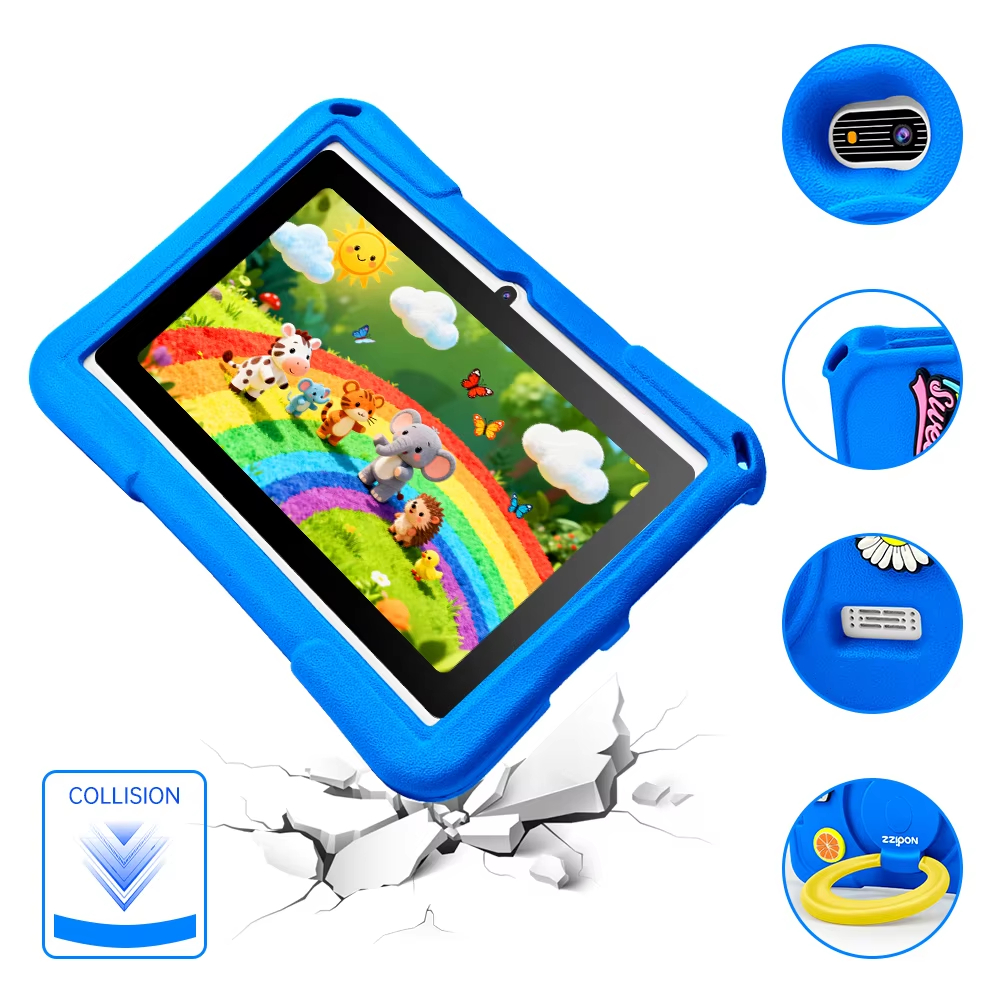 New 7 Inch Kids Tablet Android 14 4GB RAM MTK Dual Core Wi-Fi Rugged Educational NFC Pad for Children