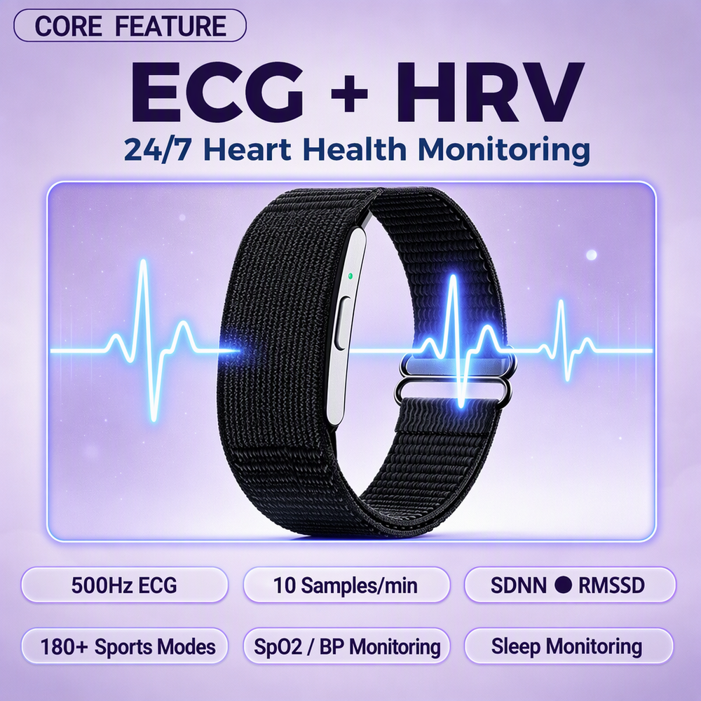 Screenless Smart Bracelets ECG HRV Monitor Fitness Band Tracker Without Screen With Digital Detox Design And SDK API For OEM ODM
