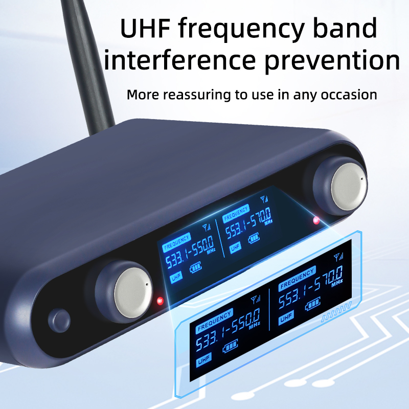 Professional UHF Karaoke Wireless Condenser Microphone System Auto Mute Handheld Mic with 120dB for Family Karaoke Performance