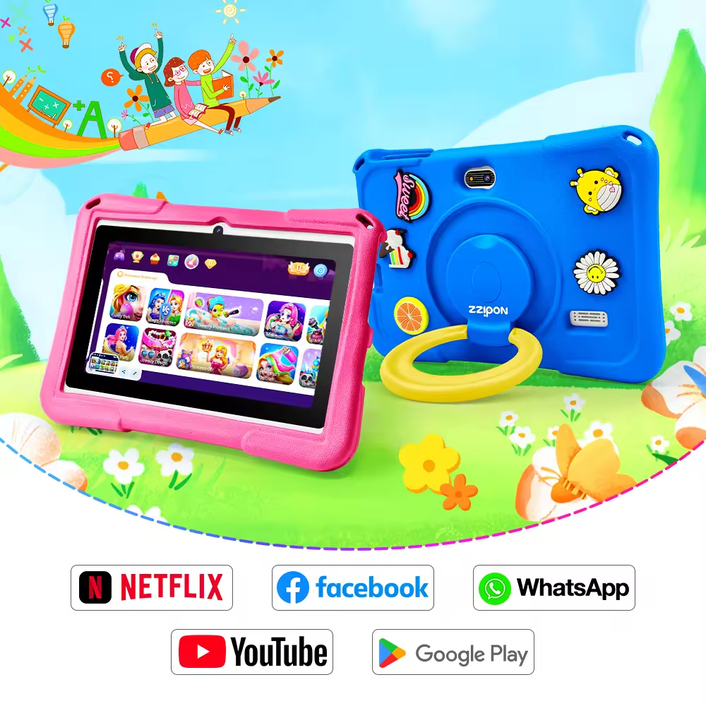 New 7 Inch Kids Tablet Android 14 4GB RAM MTK Dual Core Wi-Fi Rugged Educational NFC Pad for Children