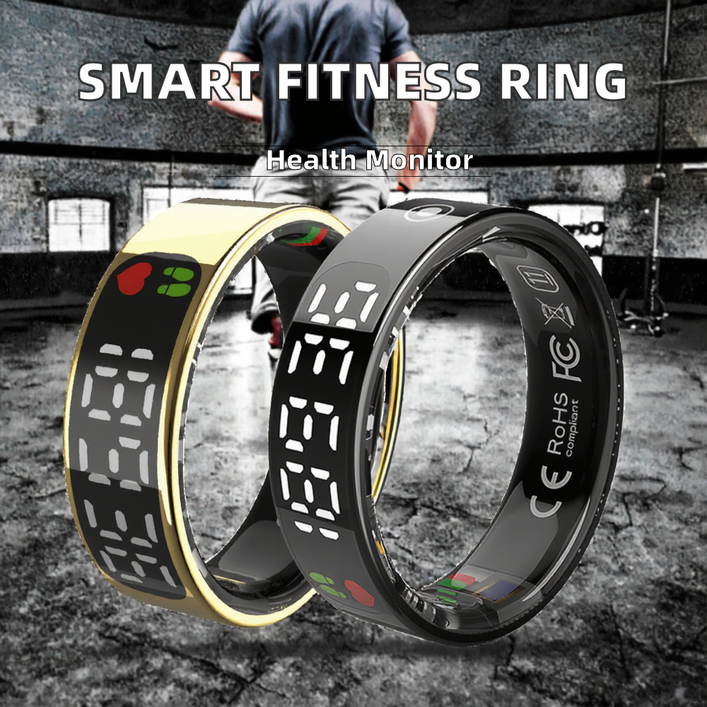 Smart Fitness Ring Steel Case Magnetic Charging GPS Tracker HRV Monitor IP68 Waterproof 11-30 Days Battery Life App Control 3G