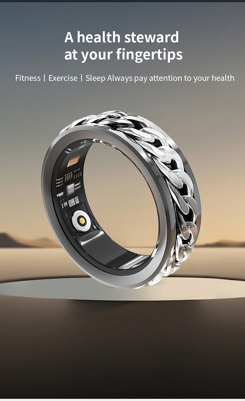 Smart Ring Diamond Design IP68 Waterproof Stainless Steel Health Tracker Heart Rate SpO2 Sleep Monitor Model X15 Sports Tracking