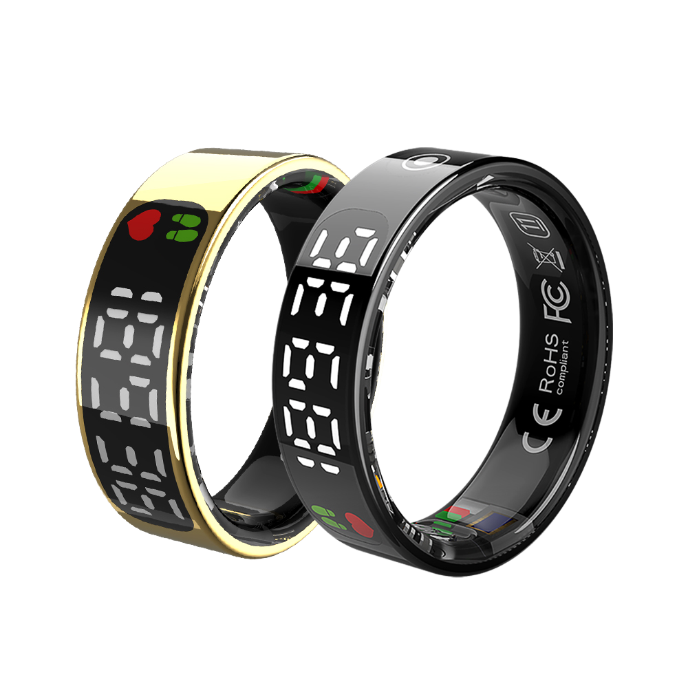 Smart Fitness Ring Steel Case Magnetic Charging GPS Tracker HRV Monitor IP68 Waterproof 11-30 Days Battery Life App Control 3G