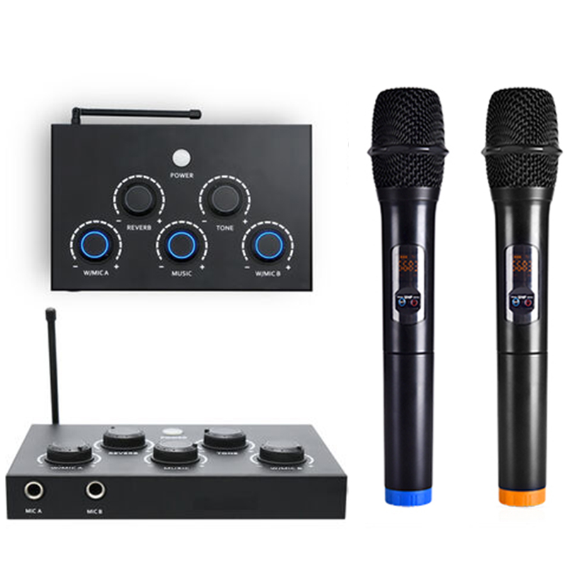Wireless Microphone System PA UHF 16-Channel Handheld Mics BT Music Streaming Karaoke Style Noise Cancelling Crystal Sound Mixer