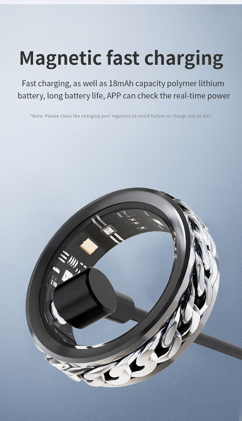 Smart Ring Diamond Design IP68 Waterproof Stainless Steel Health Tracker Heart Rate SpO2 Sleep Monitor Model X15 Sports Tracking