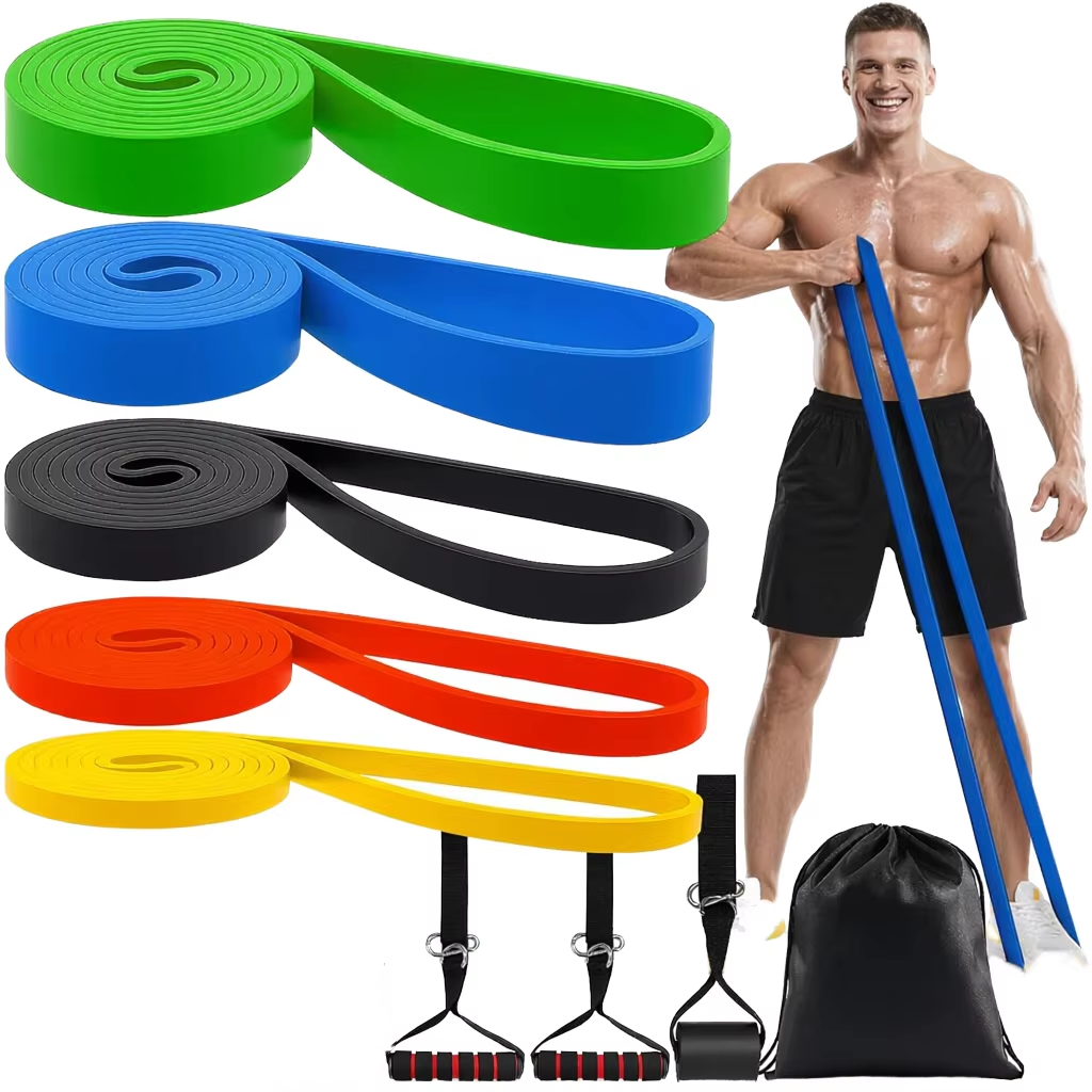 TPE Resistance Band Set Latex Free 5 Level Exercise Elastic Bands for Pull up Assist Yoga Fitness Custom Logo Wholesale