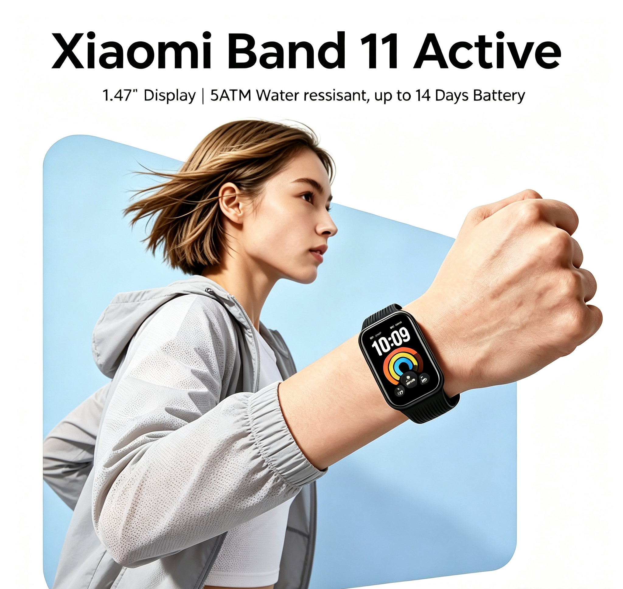 For Smart Band 11 Active 1.47 Inch TFT Display 60Hz 300mAh Battery 5ATM Waterproof Android GPS Health Tracking Sports Band