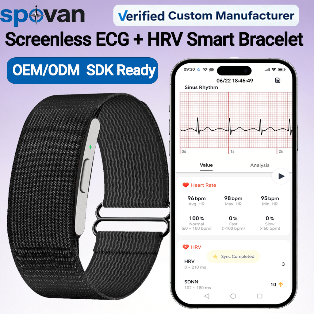 Screenless Smart Bracelets ECG HRV Monitor Fitness Band Tracker Without Screen With Digital Detox Design And SDK API For OEM ODM