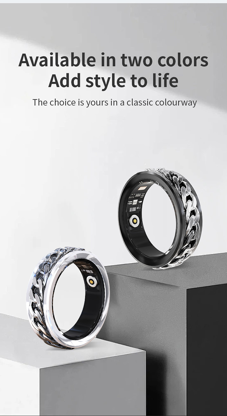 Smart Ring Diamond Design IP68 Waterproof Stainless Steel Health Tracker Heart Rate SpO2 Sleep Monitor Model X15 Sports Tracking