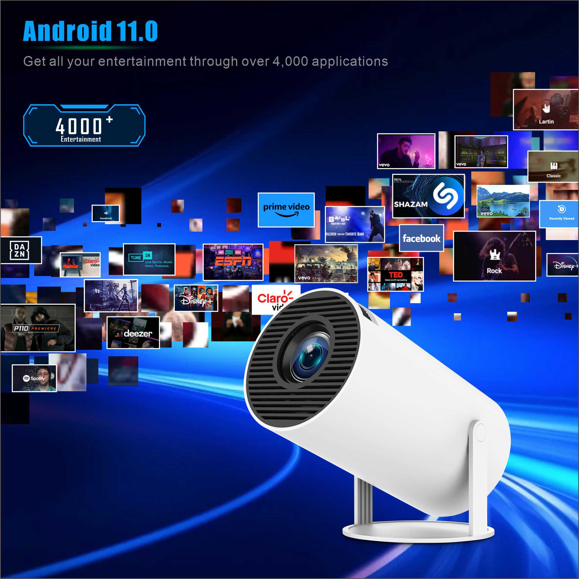 Everycom HY300 Pro Mini Portable LCD Projector Android 11 720P Smart LED Home Theater hd Led Projetor 4K Mini Portable Projector