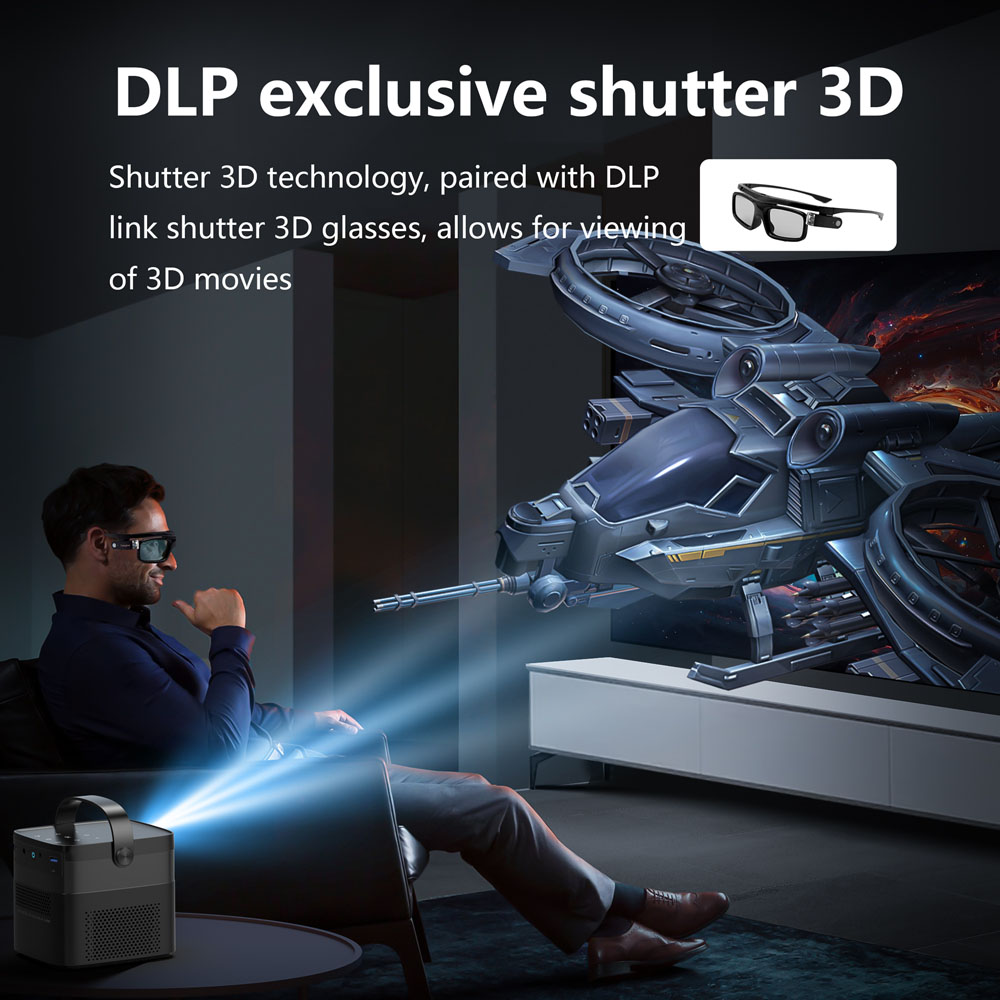 Customizable DLP Portable Projector LOGO With Built-in Battery 1080P Smart Android For Home Theater Projector