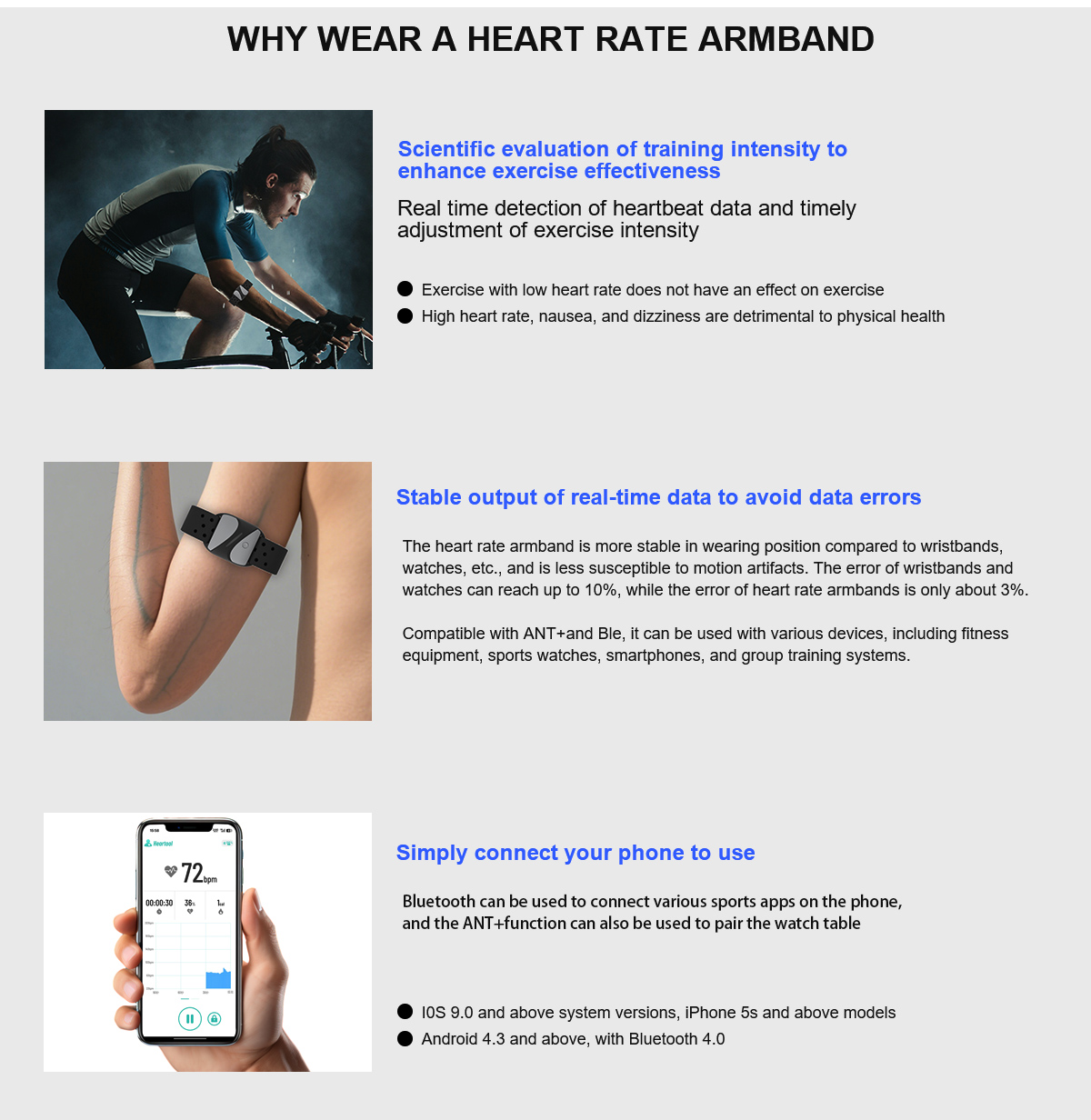 ODIER Fitness Tracker Heart Rate Monitor Armband BLE 5.0 Waterproof