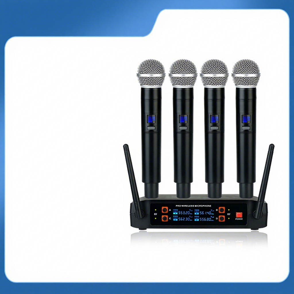 Wireless Microphone for Home Karaoke Conference &amp; Performance-One Drag Four Model with 100Hz-20kHz Frequency Response 20km Range
