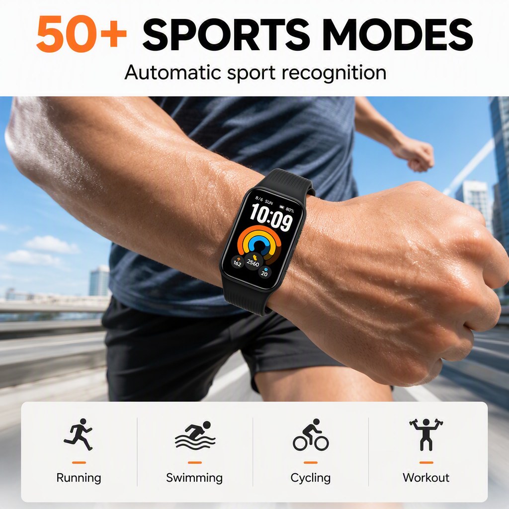 For Smart Band 11 Active 1.47 Inch TFT Display 60Hz 300mAh Battery 5ATM Waterproof Android GPS Health Tracking Sports Band