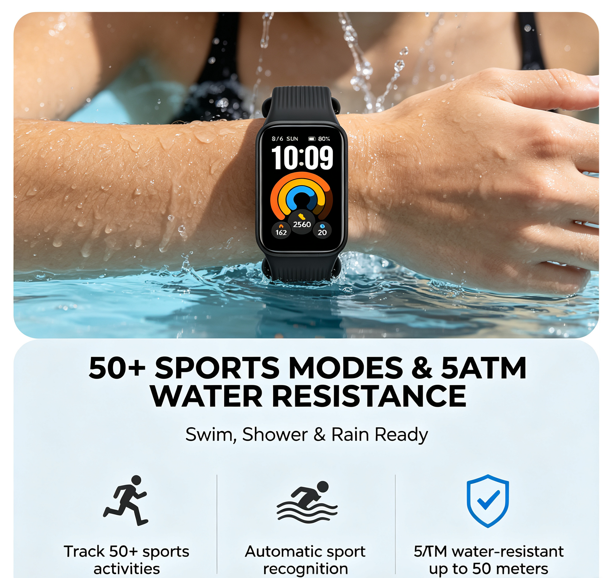 For Smart Band 11 Active 1.47 Inch TFT Display 60Hz 300mAh Battery 5ATM Waterproof Android GPS Health Tracking Sports Band