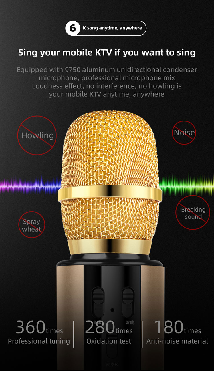 Karaoke Microphone 4 in 1 Wireless Microphone Handheld Portable Karaoke Machine, Home KTV Player Fot Android & IOS Devices