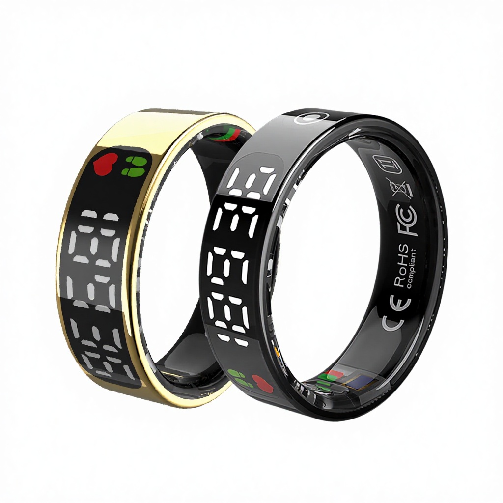 Smart Fitness Ring Steel Case Magnetic Charging GPS Tracker HRV Monitor IP68 Waterproof 11-30 Days Battery Life App Control 3G