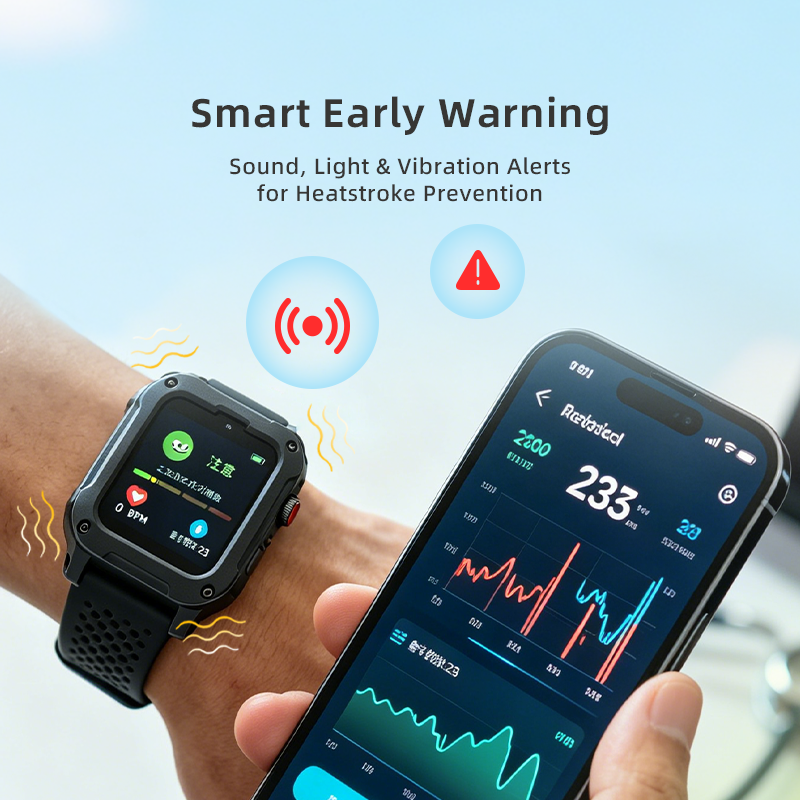 OEM/ODM Heatstroke Alert Watch Heat Stroke Prevention WBGT Heat Index Approximate Value 4-Level Alert IP67 Waterproof Dustproof