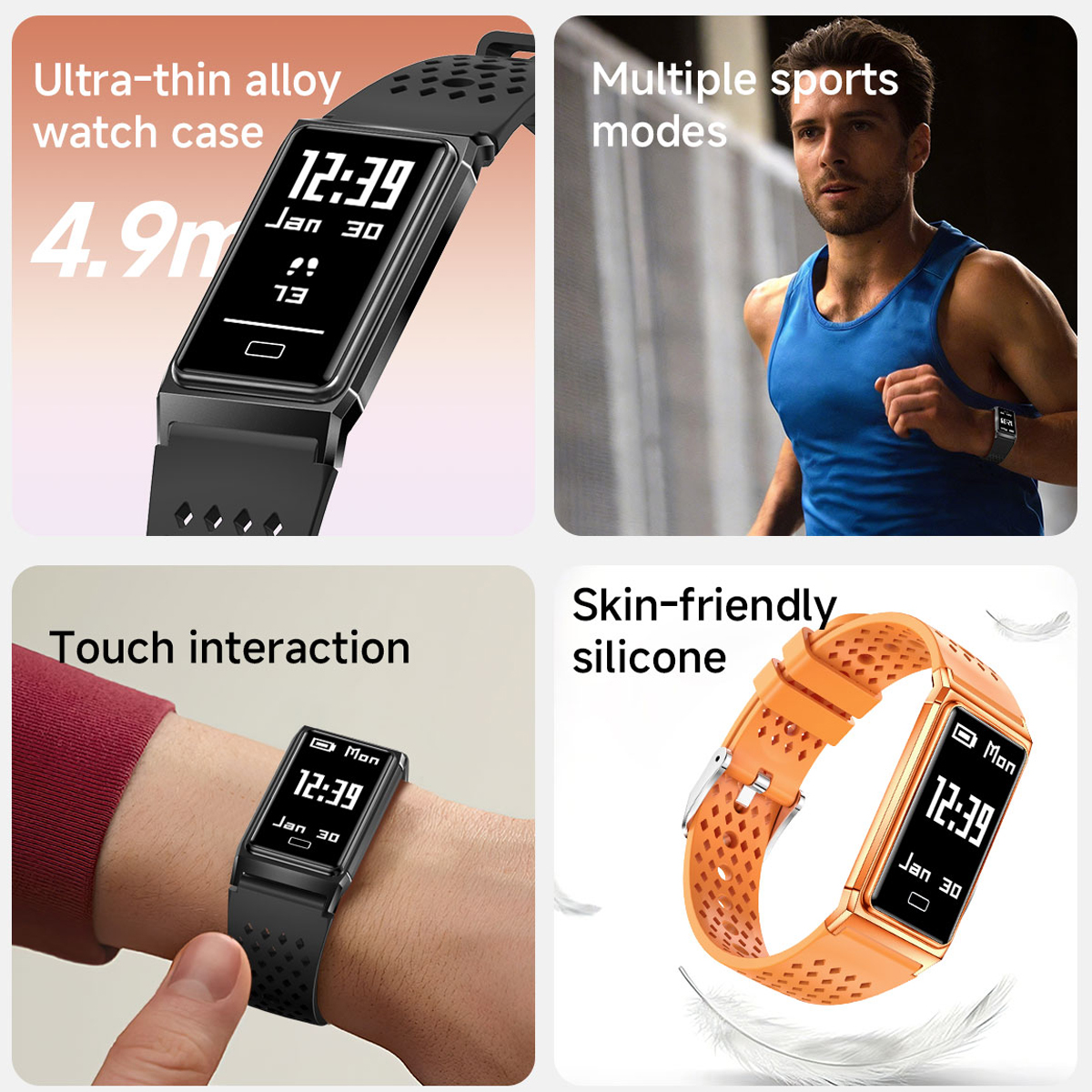 Glue Filled 5ATM Waterproof Smart Bracelet Heart Rate Spo2 Sleep Pedometer Women's Cycle Workout Fitness Tracker