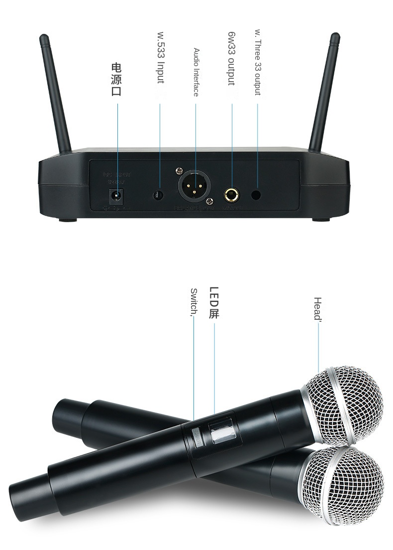 Wireless Microphone for Home Karaoke Conference & Performance-One Drag Four Model with 100Hz-20kHz Frequency Response 20km Range
