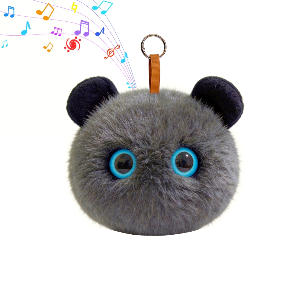 Elegant Solid AI Smart Animal Shape Wireless Stereo Audio 2W Grey Plush Bear Speaker Desktop APP Office Bedroom Daily