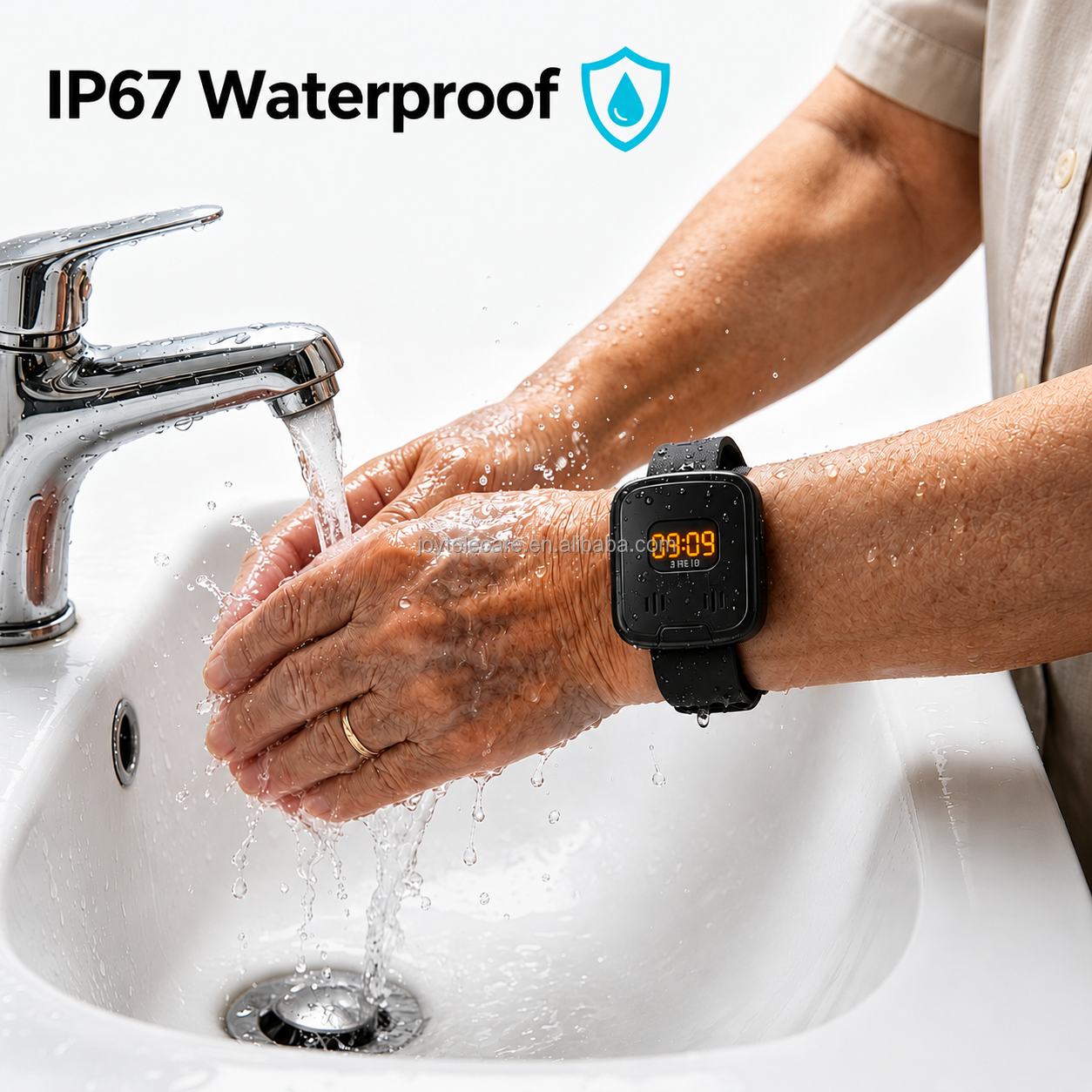 Smart GPS Safety Watch | Auto Fall Detection+One-Touch SOS+Real-Time Tracking+IP67 Waterproof+4G LTE+Environmental Temp