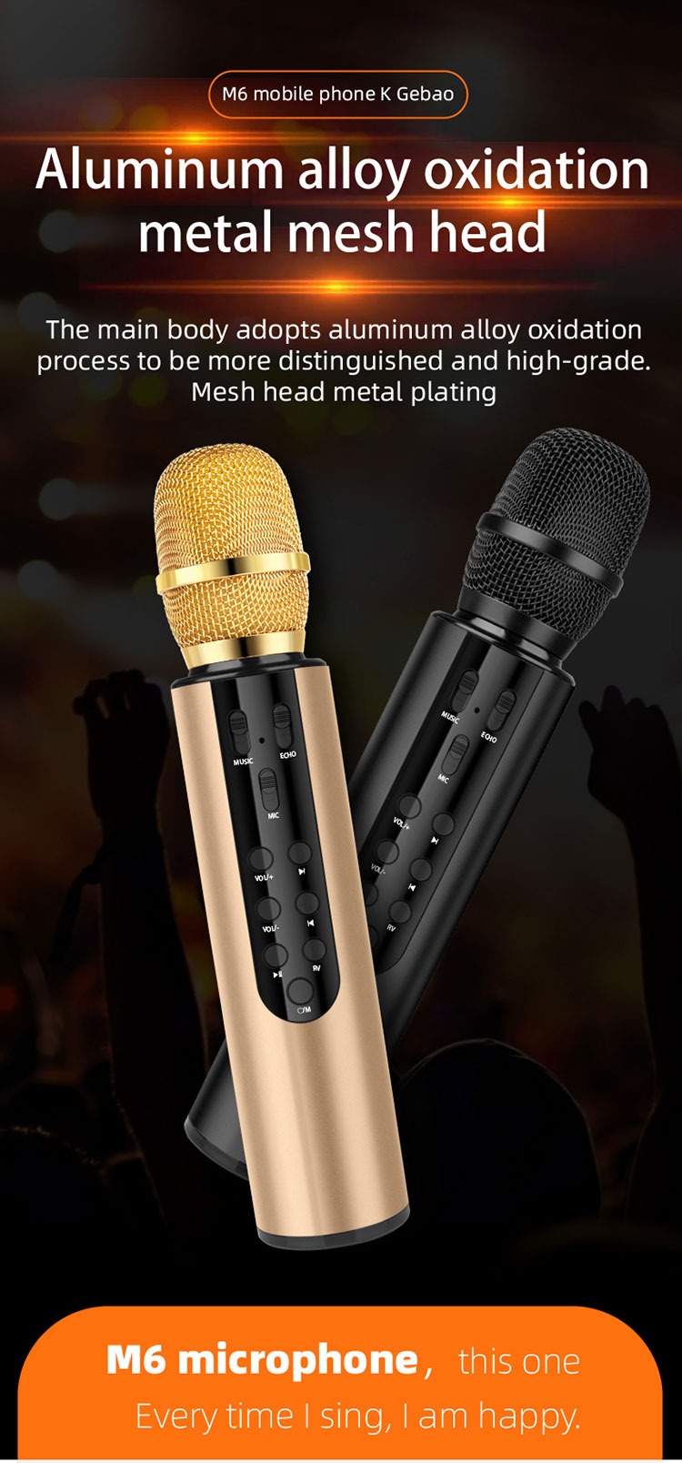 Karaoke Microphone 4 in 1 Wireless Microphone Handheld Portable Karaoke Machine, Home KTV Player Fot Android & IOS Devices