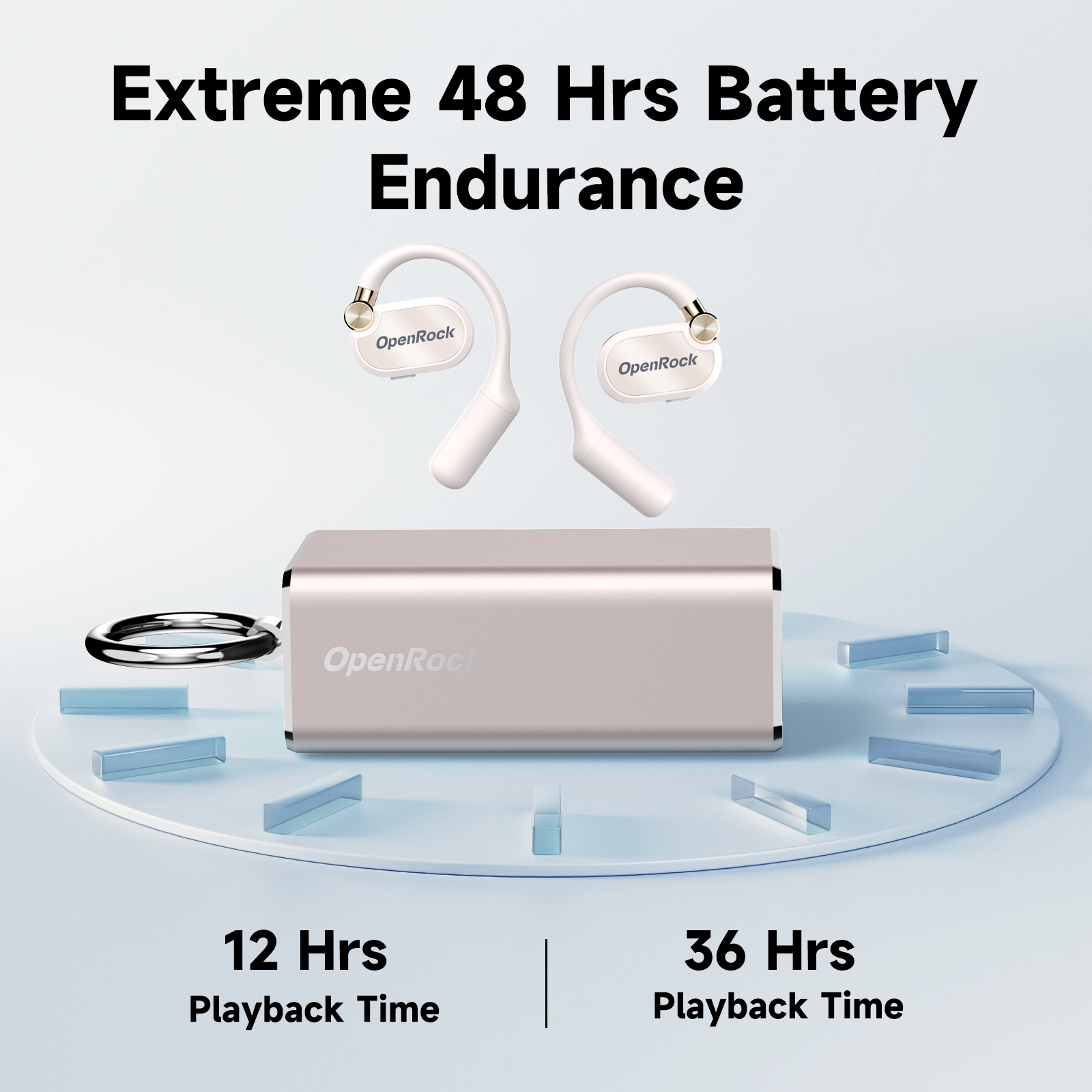 Open Ear Sports Earbuds with Strong Bass IPX5 Waterproof Earbuds Long Playtime Wireless Earbuds Customized Fit Customized APP