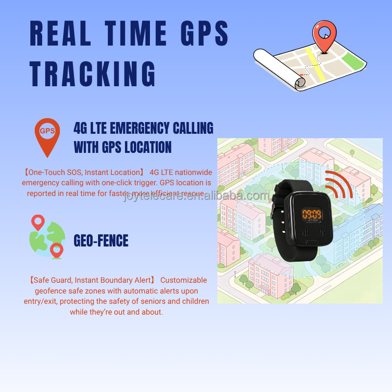 Smart GPS Safety Watch | Auto Fall Detection+One-Touch SOS+Real-Time Tracking+IP67 Waterproof+4G LTE+Environmental Temp
