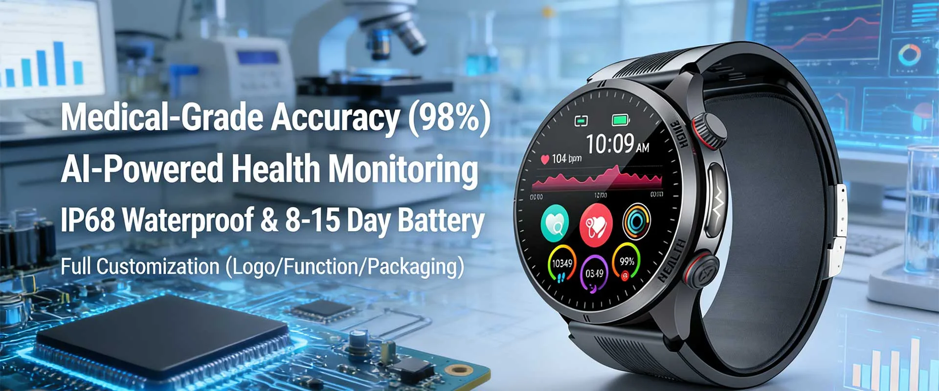 VO196 ECG PPG Smart Watch by Shenzhen Smareyetech Technology Co., Ltd.