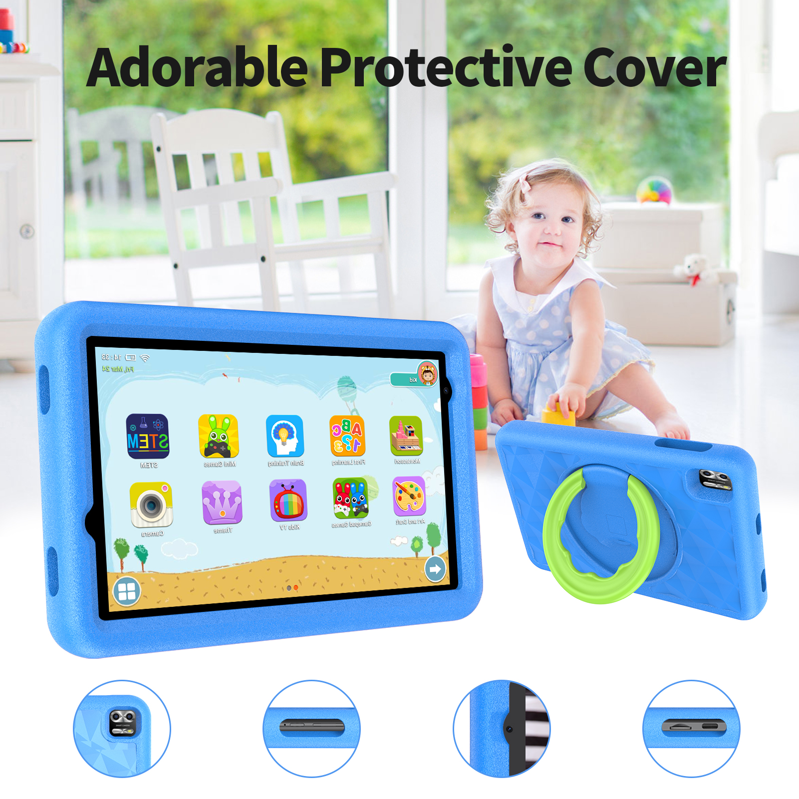 B8K-L8 Wholesale Tablet PC Android 14 Tablet Wifi 4GB+64GB s Unbreakable New Kids Learning Tablet for Kids