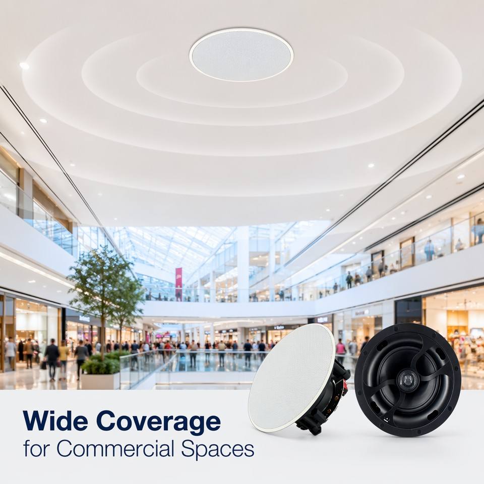 Wi-Fi Ceiling Speaker, Suitable for Apartments, Offices, Bars &amp; Shops, Magnetic Grille, Customizable Bluetooth Connection