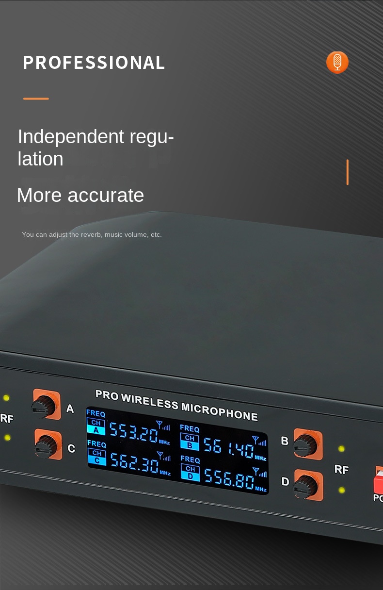 Wireless Microphone for Home Karaoke Conference & Performance-One Drag Four Model with 100Hz-20kHz Frequency Response 20km Range