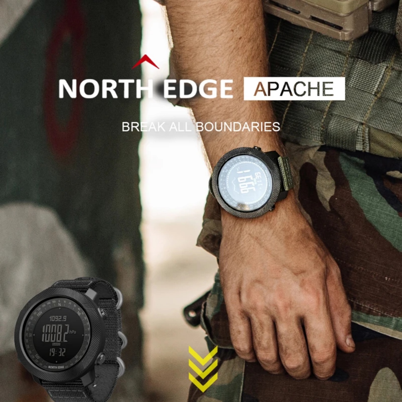 NORTH EDGE Gavia 2 Unisex Sports Smart Watch Android Alarm Compass Thermometer World Time Pedometer Altimeter Barometer Running