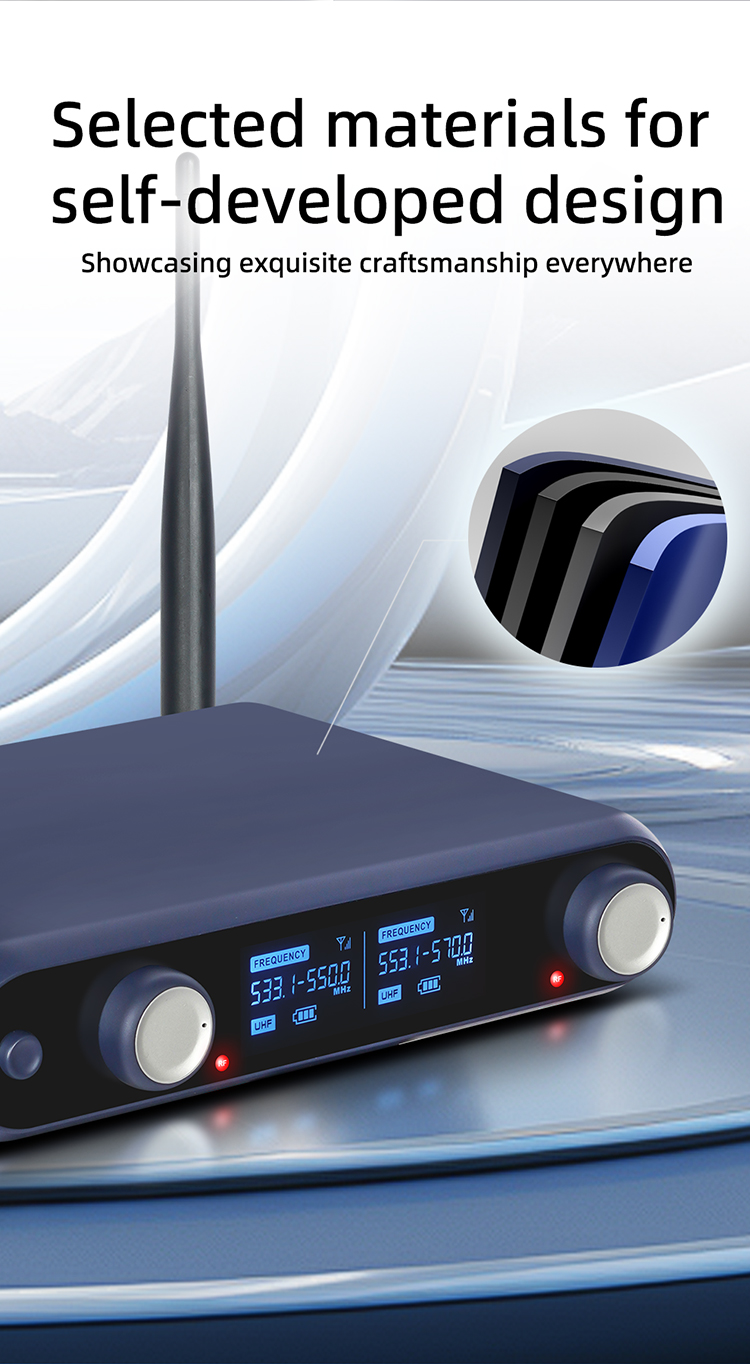 Professional UHF Karaoke Wireless Condenser Microphone System Auto Mute Handheld Mic with 120dB for Family Karaoke Performance
