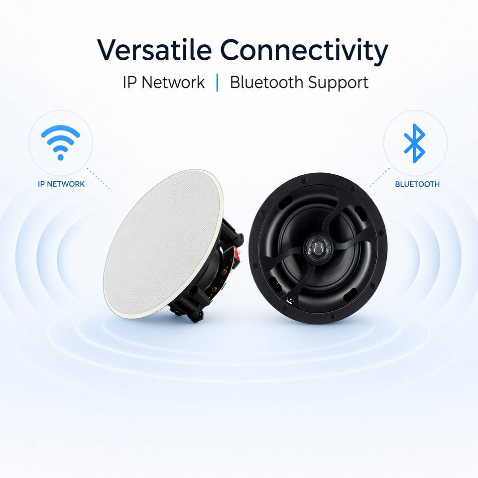 Wi-Fi Ceiling Speaker, Suitable for Apartments, Offices, Bars &amp; Shops, Magnetic Grille, Customizable Bluetooth Connection